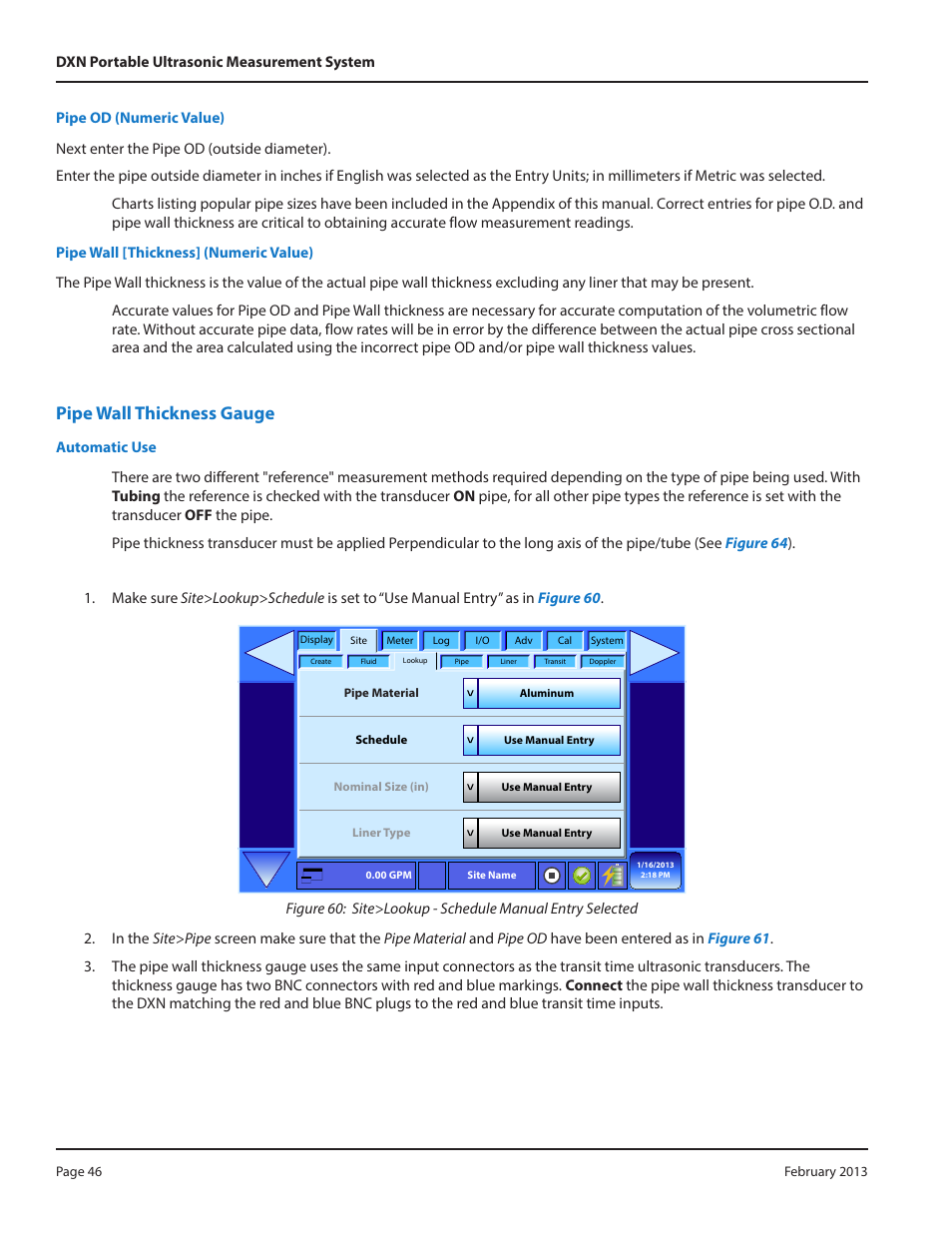 Pipe wall thickness gauge | Dynasonics DXN Portable Ultrasonic Measurement System User Manual | Page 46 / 108