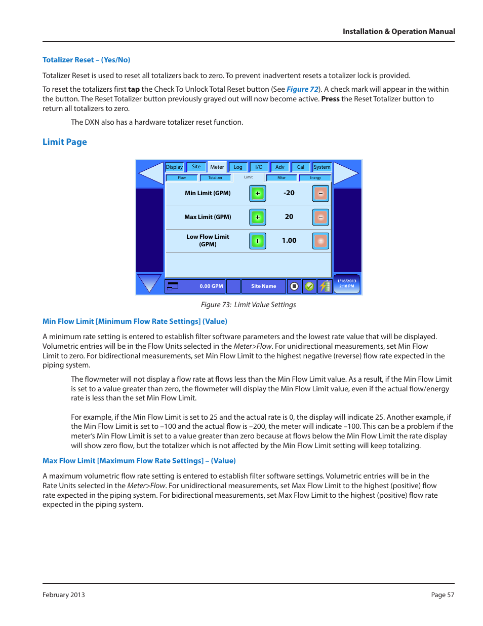 Limit page | Dynasonics DXN Portable Ultrasonic Measurement System User Manual | Page 57 / 108