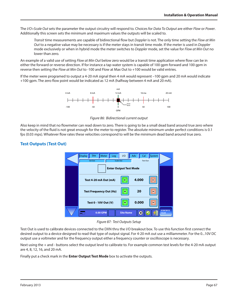Test outputs (test out) | Dynasonics DXN Portable Ultrasonic Measurement System User Manual | Page 67 / 108