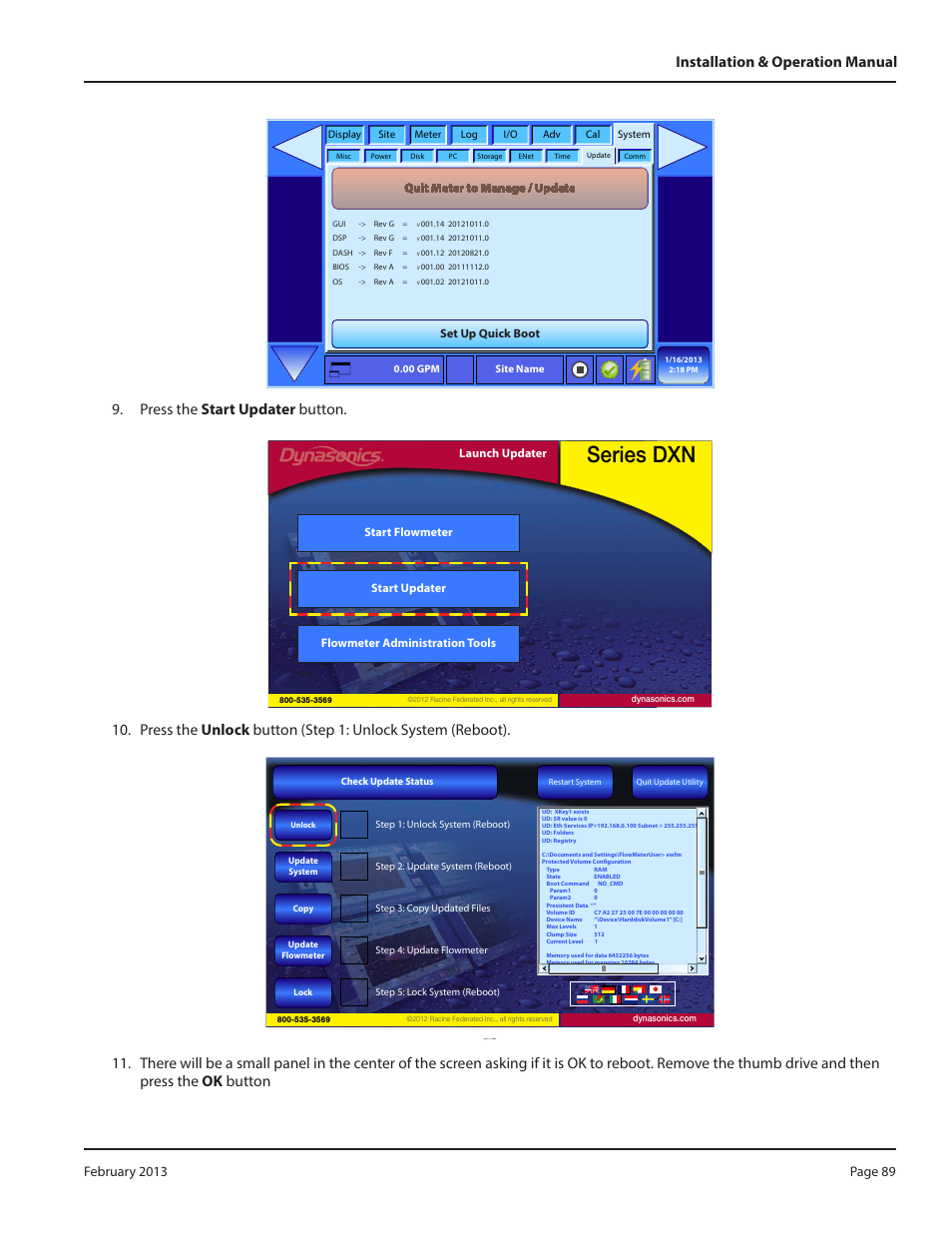 Series dxn, Press the start updater button, Ordem & pr ogre sso figure 119: okok | Dynasonics DXN Portable Ultrasonic Measurement System User Manual | Page 89 / 108
