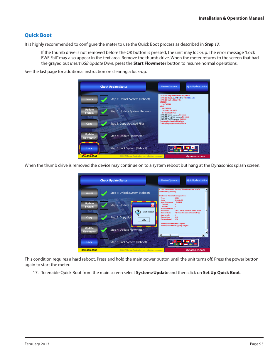 Quick boot, Ordem & pr ogre sso | Dynasonics DXN Portable Ultrasonic Measurement System User Manual | Page 93 / 108