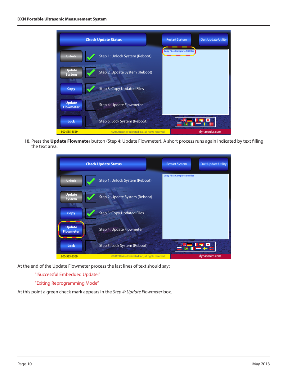 Dynasonics DXN Portable Ultrasonic Measurement System Firmware Update User Manual | Page 10 / 16