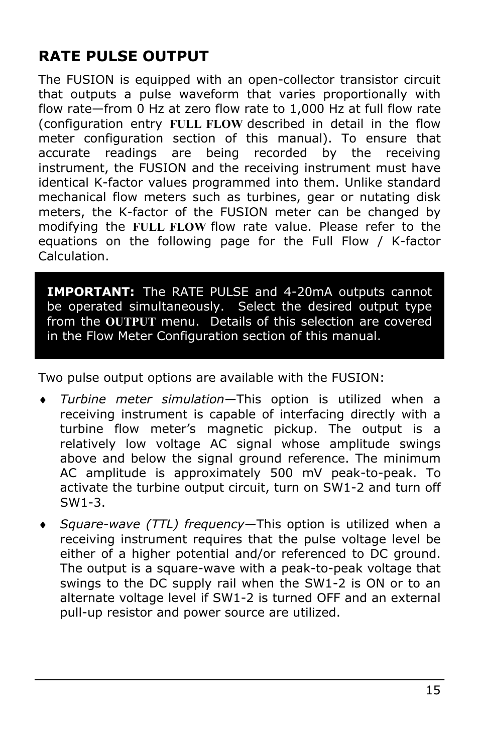Rate pulse output | Dynasonics Fusion Water Flow Meter User Manual | Page 15 / 48