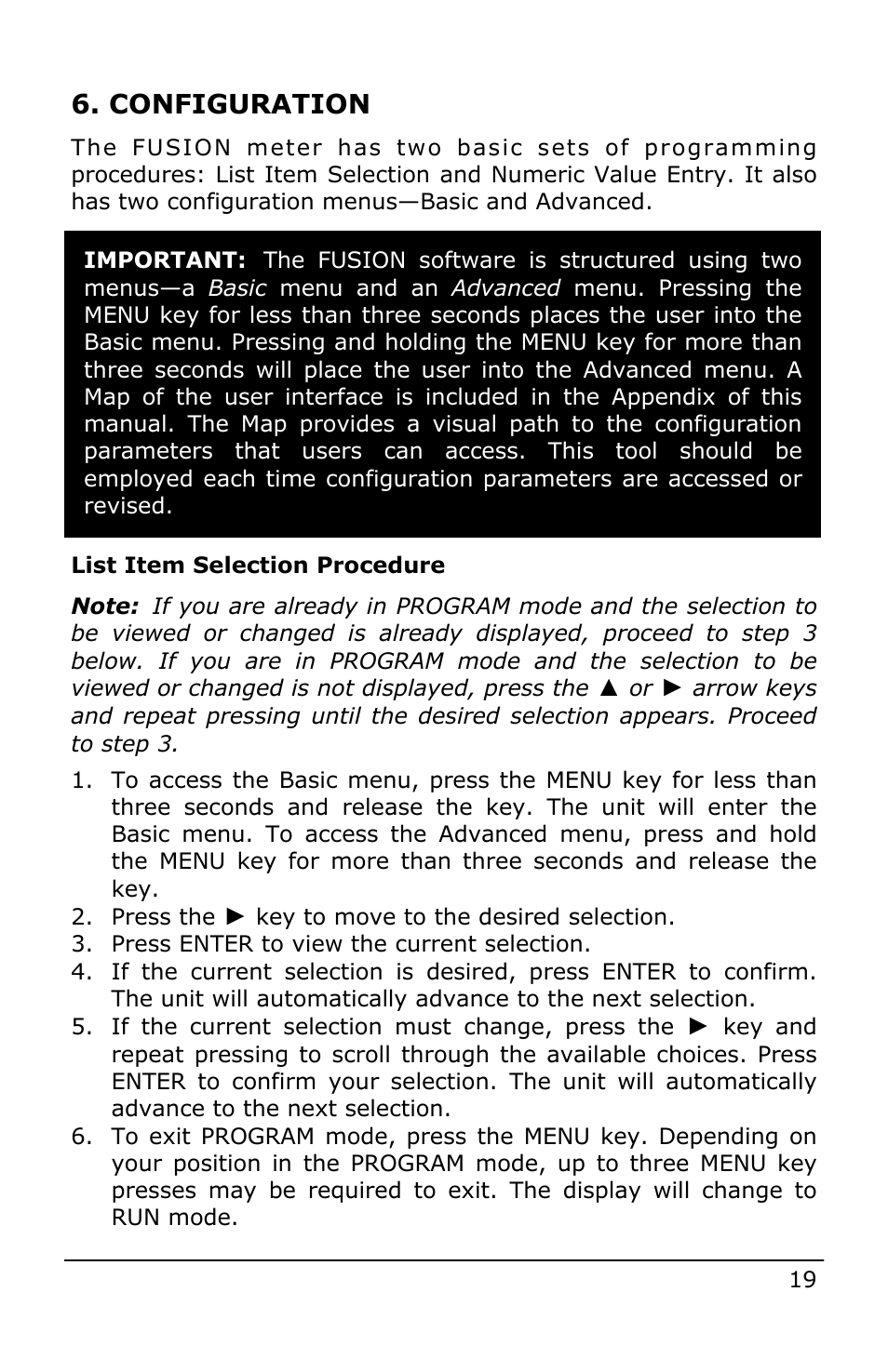 Configuration | Dynasonics Fusion Water Flow Meter User Manual | Page 19 / 48