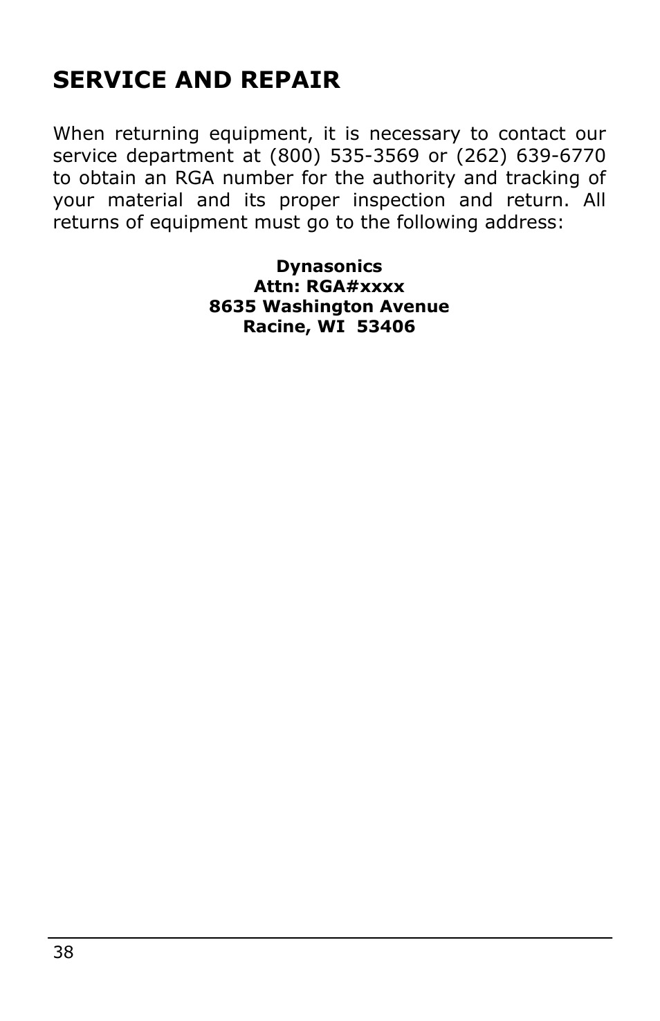 Service and repair | Dynasonics Fusion Water Flow Meter User Manual | Page 38 / 48