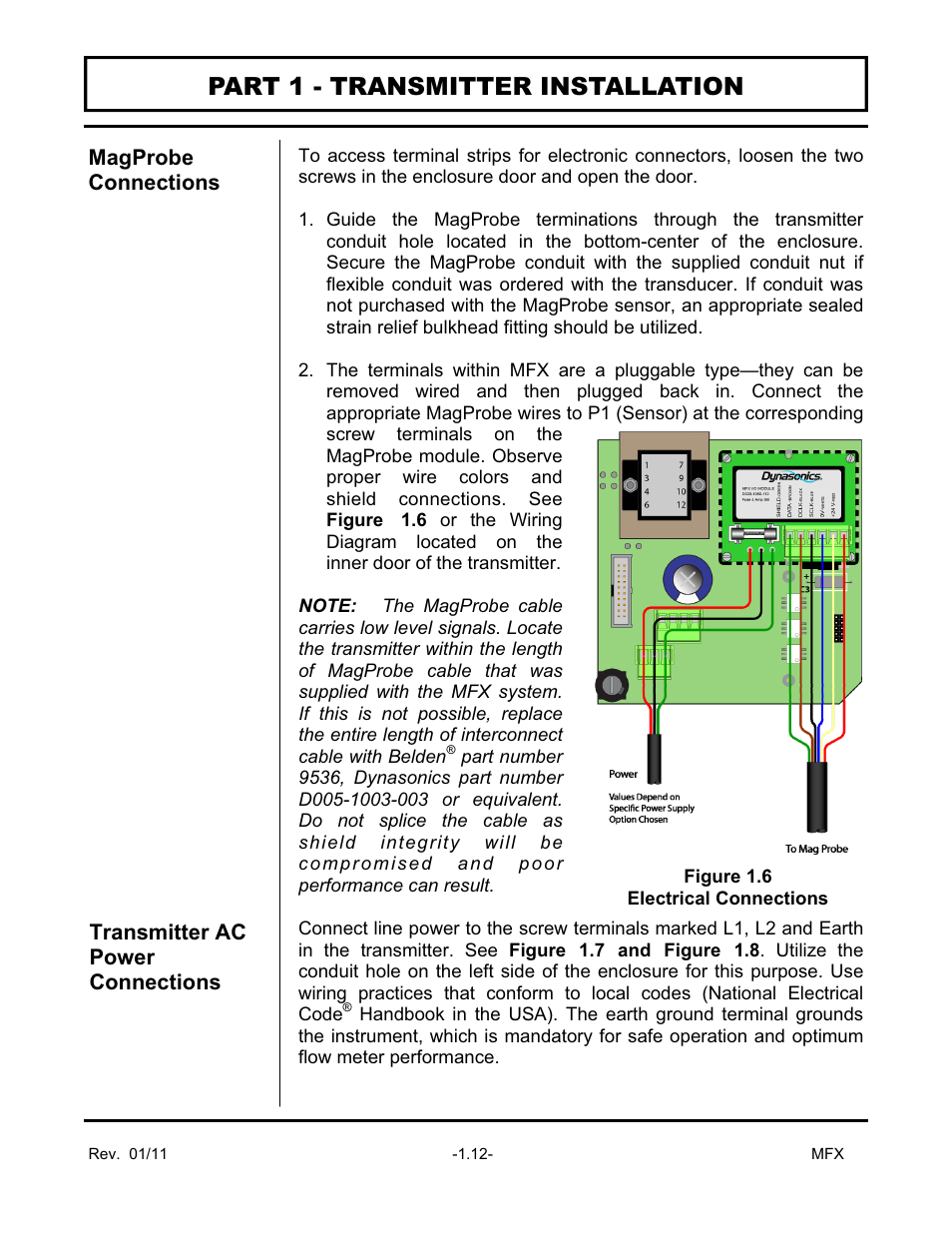 Part 1 - transmitter installation | Dynasonics MFX Series Insertion MagProbe Flow Meter User Manual | Page 14 / 88