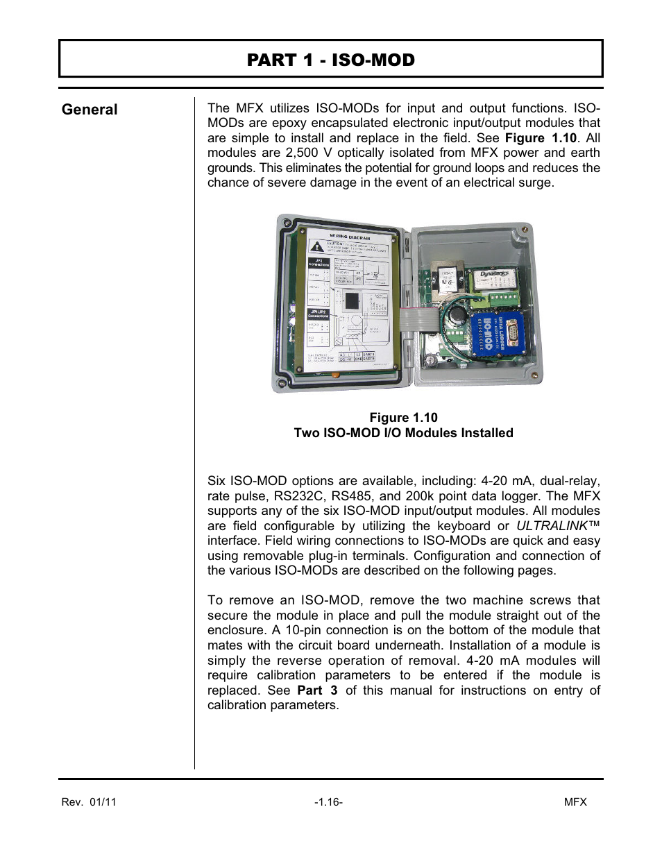Part 1 - iso-mod | Dynasonics MFX Series Insertion MagProbe Flow Meter User Manual | Page 18 / 88
