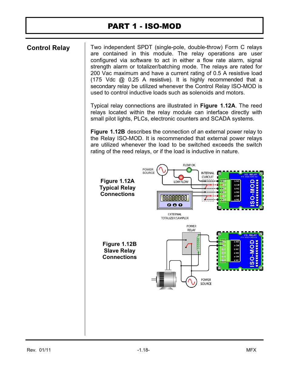 Part 1 - iso-mod, Control relay | Dynasonics MFX Series Insertion MagProbe Flow Meter User Manual | Page 20 / 88