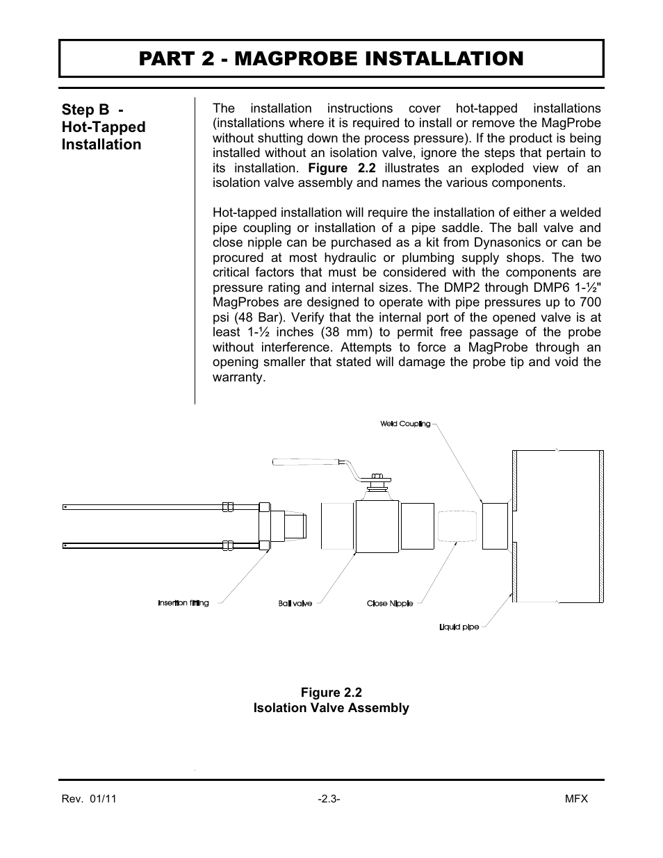 Part 2 - magprobe installation | Dynasonics MFX Series Insertion MagProbe Flow Meter User Manual | Page 28 / 88