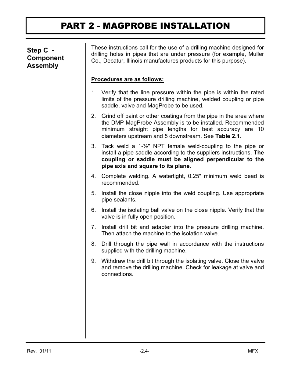 Part 2 - magprobe installation | Dynasonics MFX Series Insertion MagProbe Flow Meter User Manual | Page 29 / 88