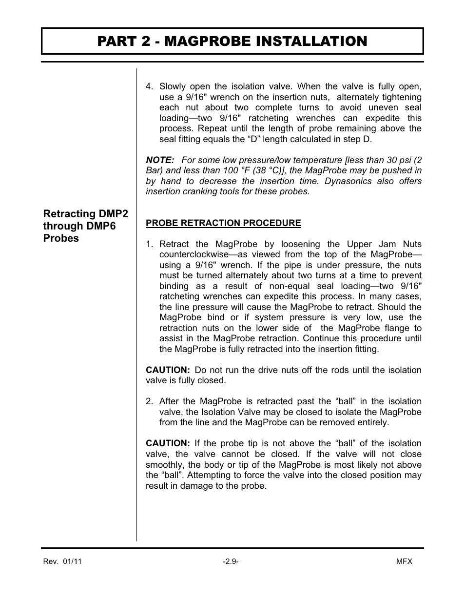 Part 2 - magprobe installation | Dynasonics MFX Series Insertion MagProbe Flow Meter User Manual | Page 34 / 88