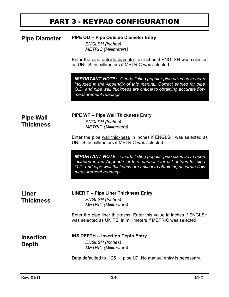 Part 3 - keypad configuration | Dynasonics MFX Series Insertion MagProbe Flow Meter User Manual | Page 38 / 88