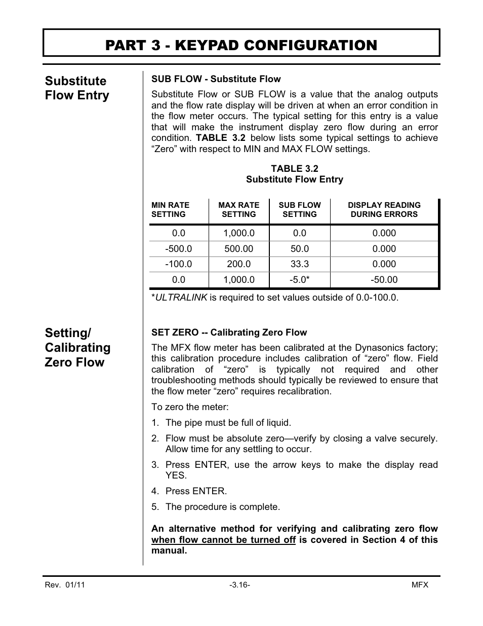 Part 3 - keypad configuration | Dynasonics MFX Series Insertion MagProbe Flow Meter User Manual | Page 50 / 88