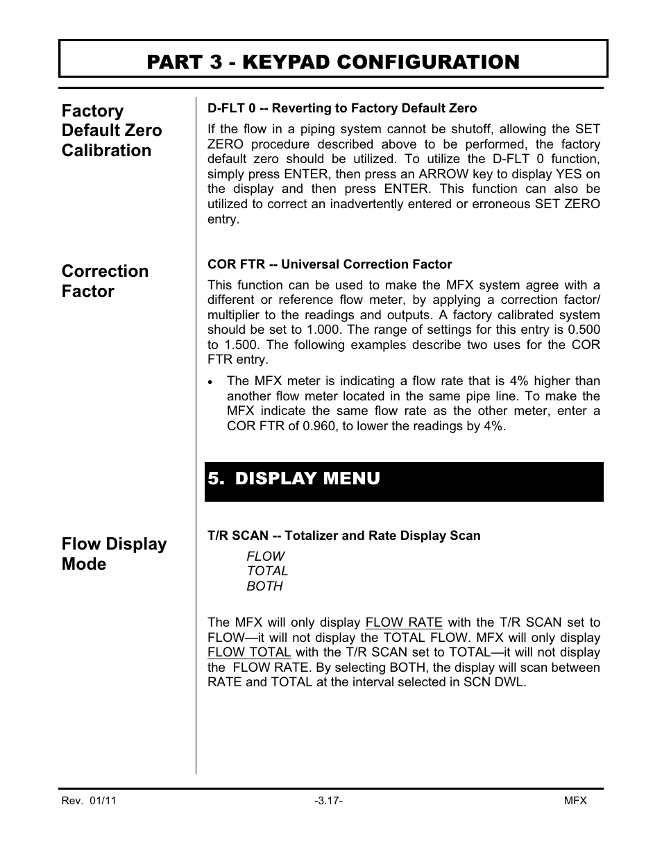 Part 3 - keypad configuration | Dynasonics MFX Series Insertion MagProbe Flow Meter User Manual | Page 51 / 88