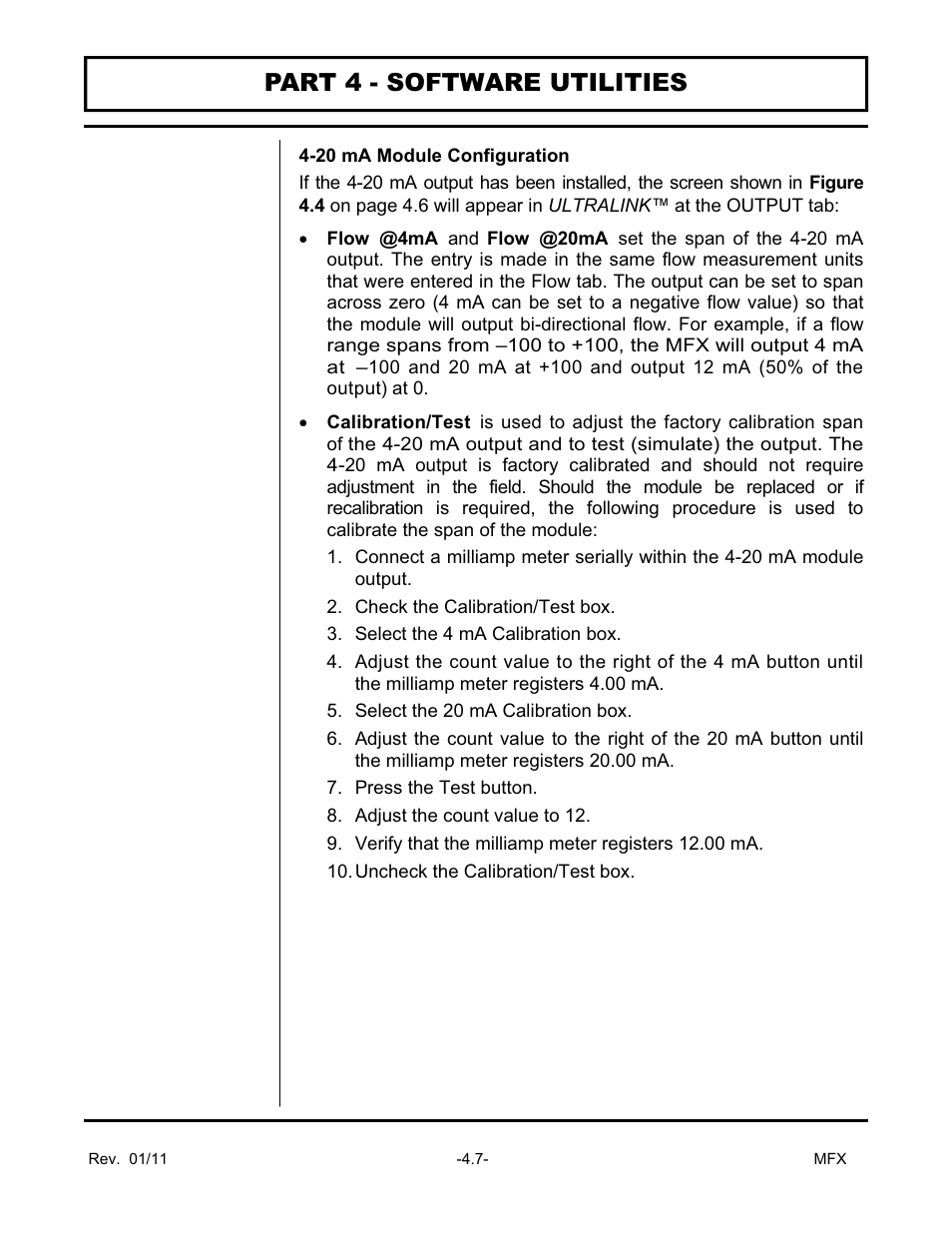 Part 4 - software utilities | Dynasonics MFX Series Insertion MagProbe Flow Meter User Manual | Page 59 / 88