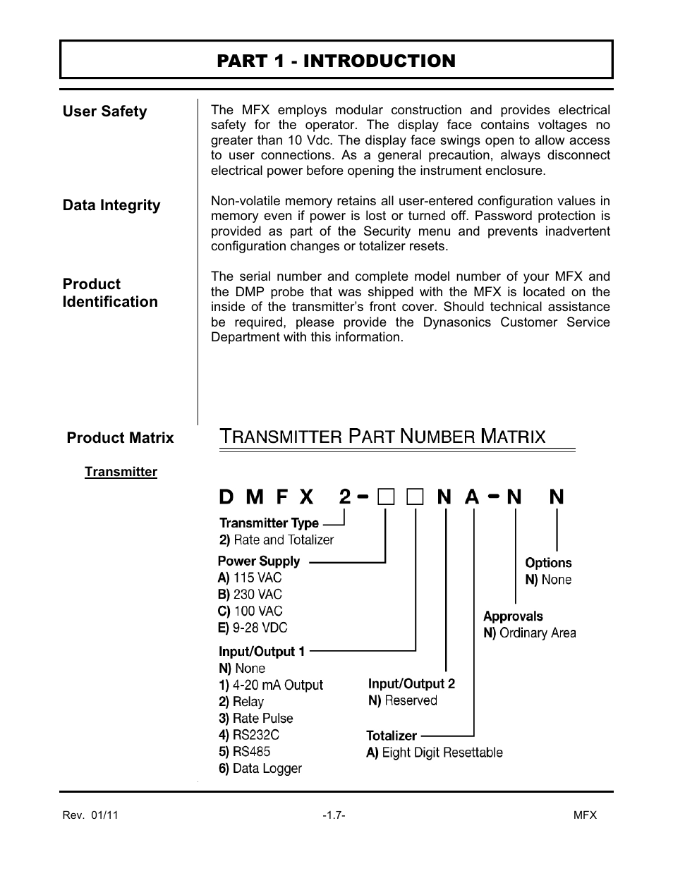 Part 1 - introduction | Dynasonics MFX Series Insertion MagProbe Flow Meter User Manual | Page 9 / 88