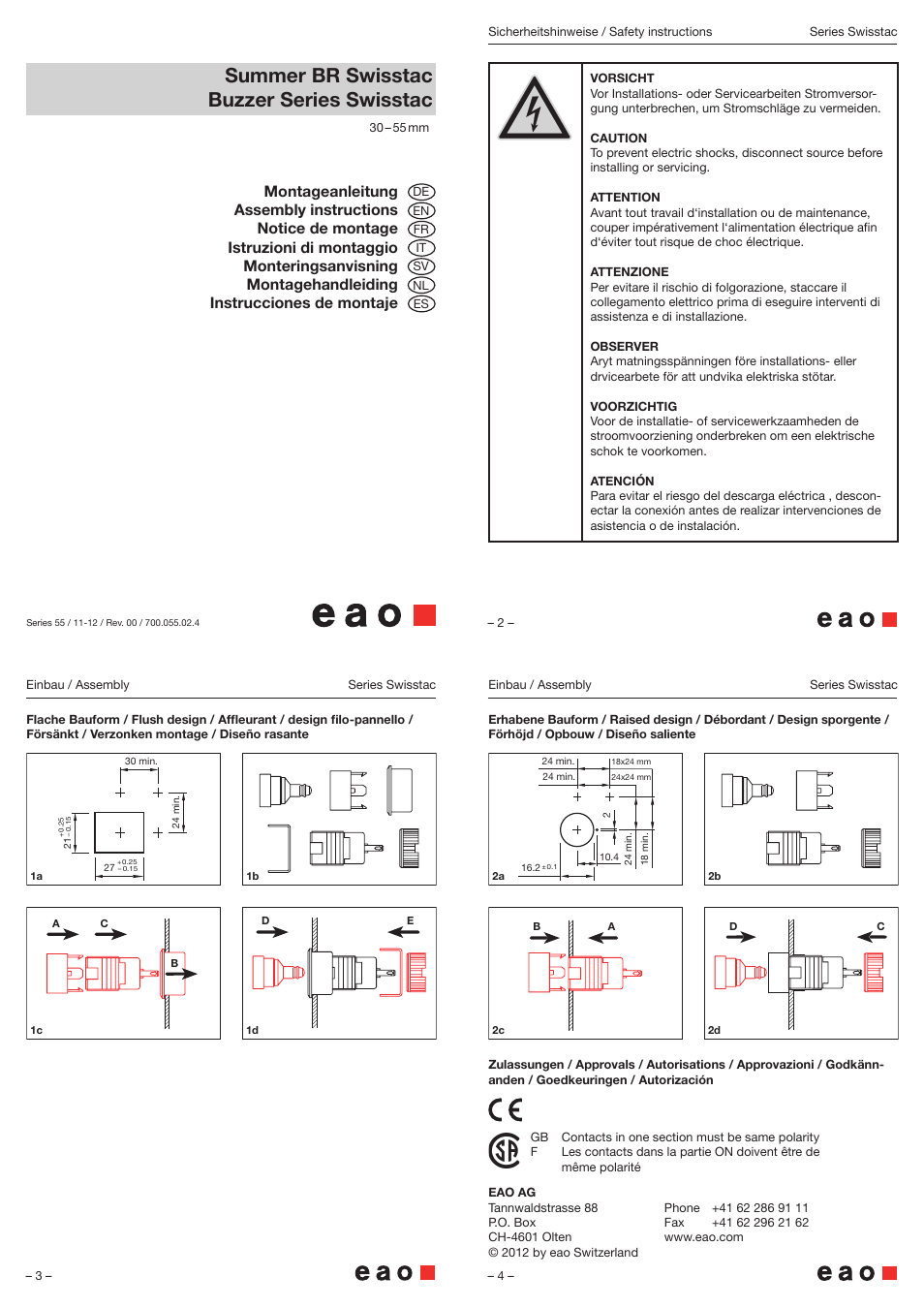 EAO Series 55-Swisstac - Buzzer User Manual | 1 page