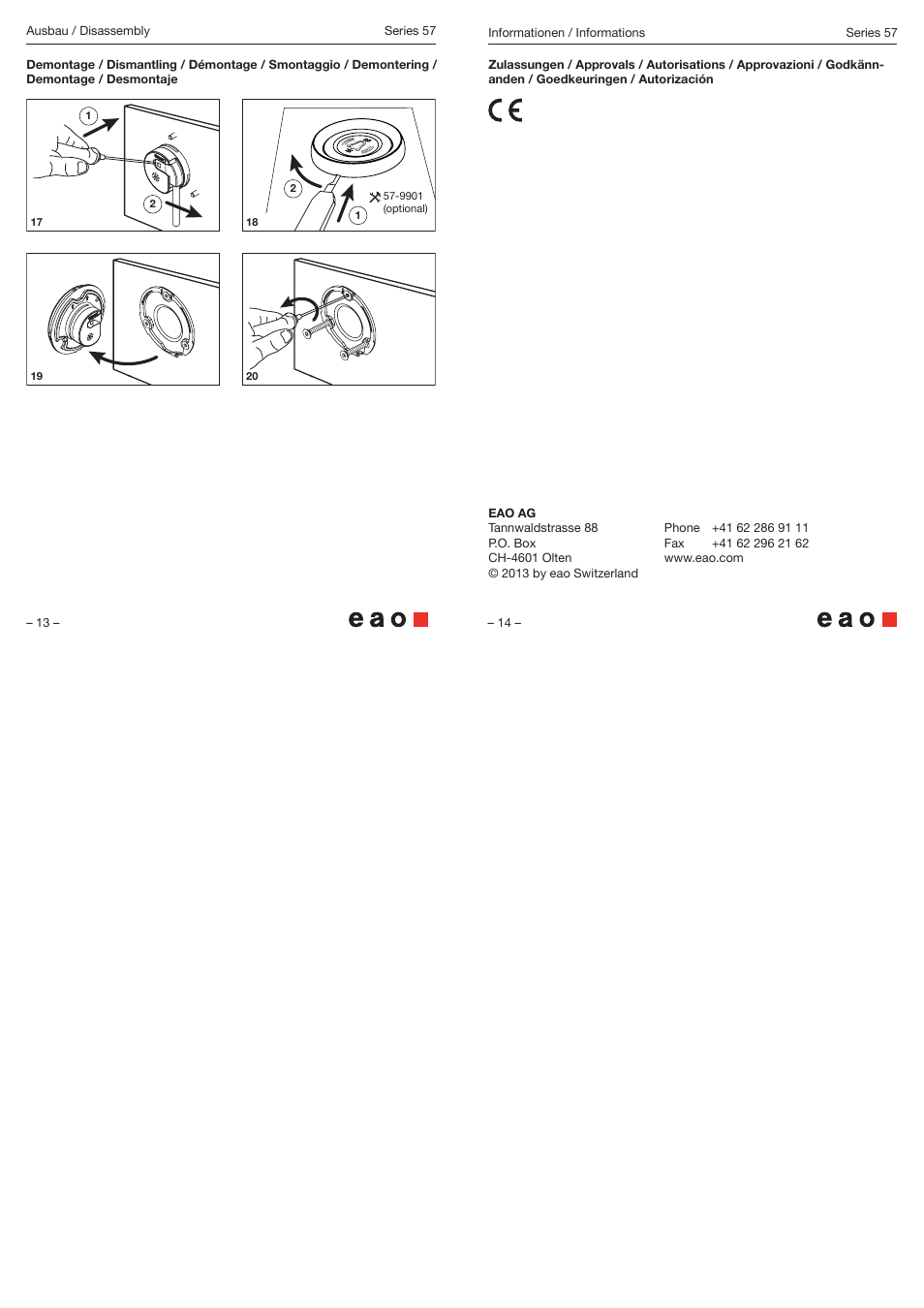 EAO Series 57 - Emergency call button User Manual | Page 4 / 4
