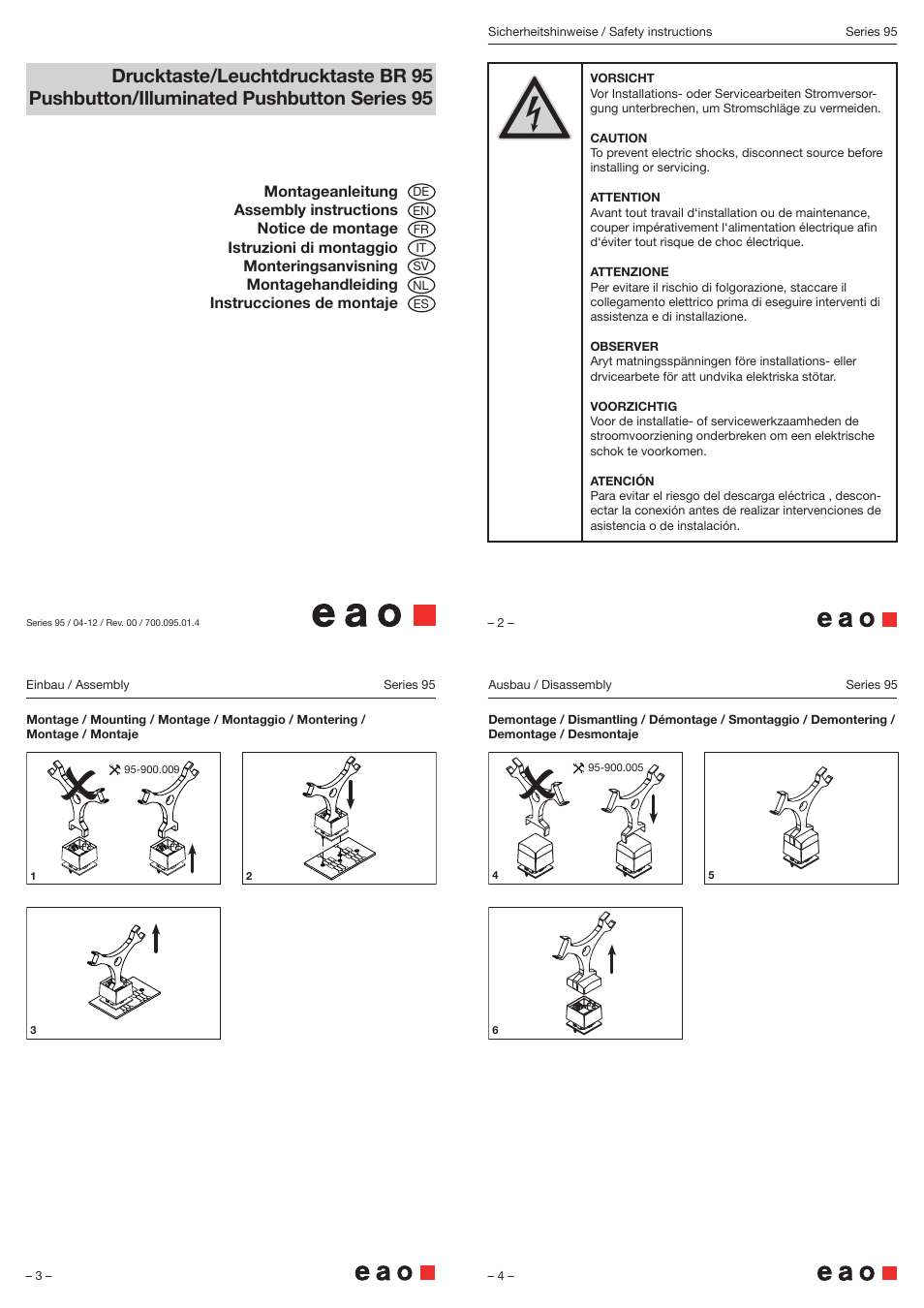 EAO Series 95 - Pushbutton_Illuminated Pushbutton User Manual | 2 pages
