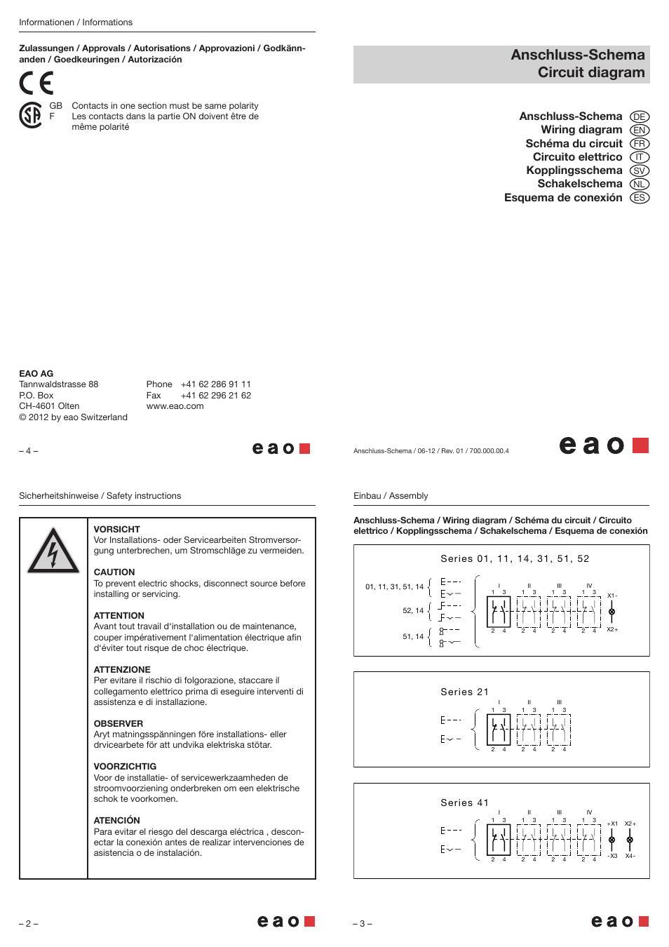 EAO Different series Circuit diagram User Manual | 1 page