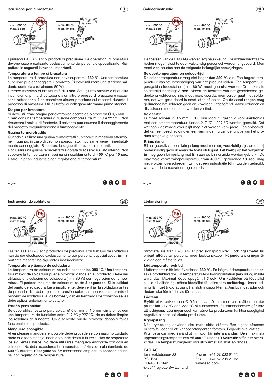 EAO Different series Soldering instruction User Manual | Page 2 / 2