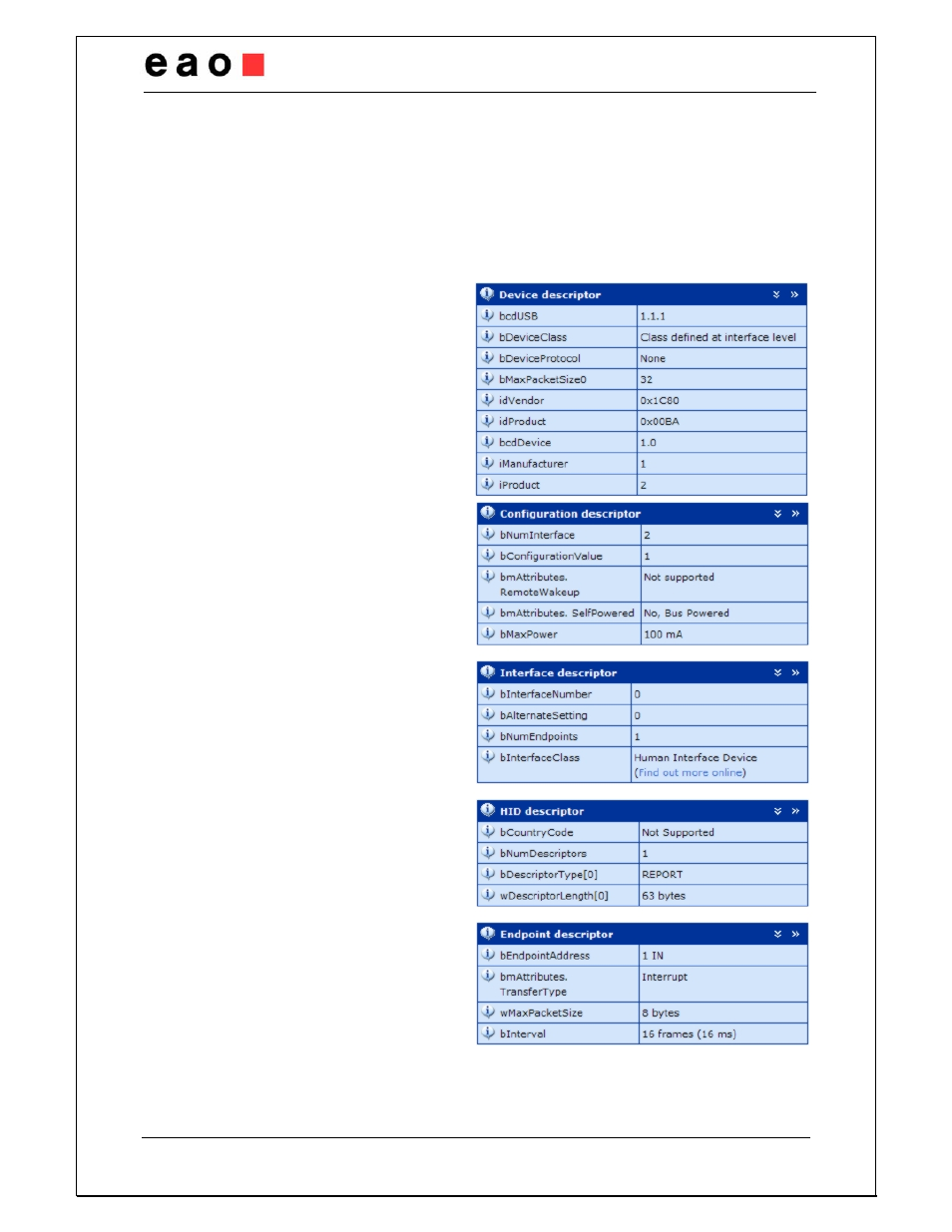 Keyboard interface, Usb interface | EAO Configurable HMI Panel User Manual | Page 8 / 17
