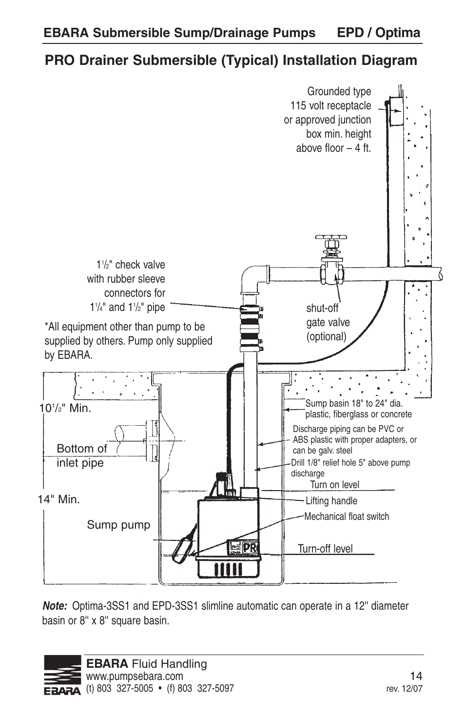 Epd / optima, Ebara submersible sump/drainage pumps | EBARA EPD, Optima User Manual | Page 12 / 33