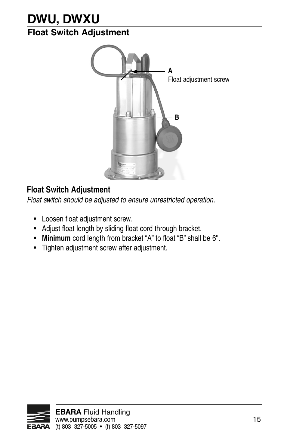 Dwu, dwxu | EBARA Dominator User Manual | Page 15 / 20