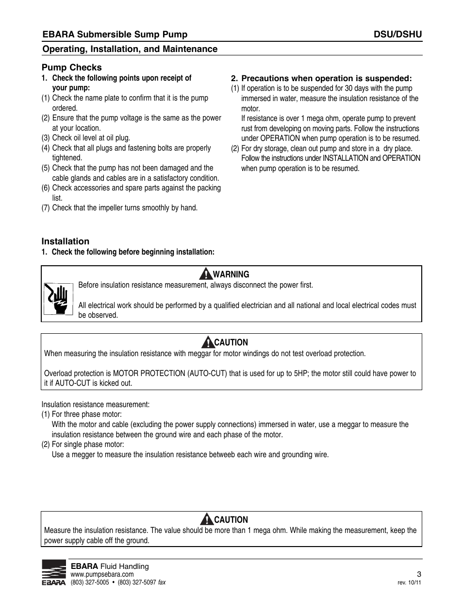 EBARA CSU, CSHU User Manual | Page 3 / 12