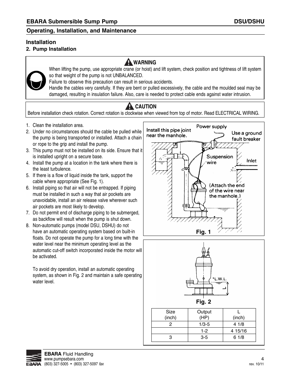 EBARA CSU, CSHU User Manual | Page 4 / 12