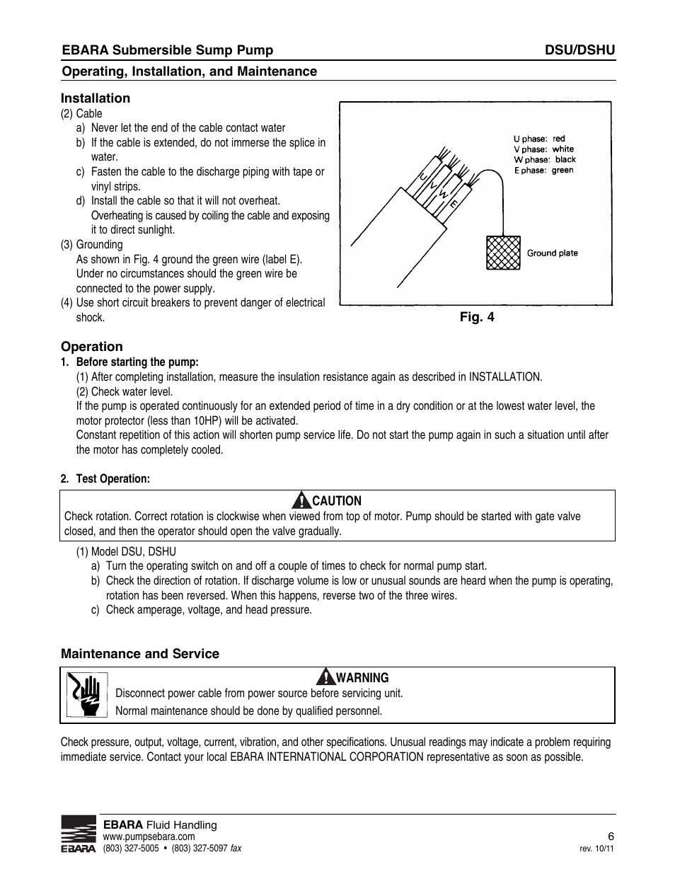 EBARA CSU, CSHU User Manual | Page 6 / 12