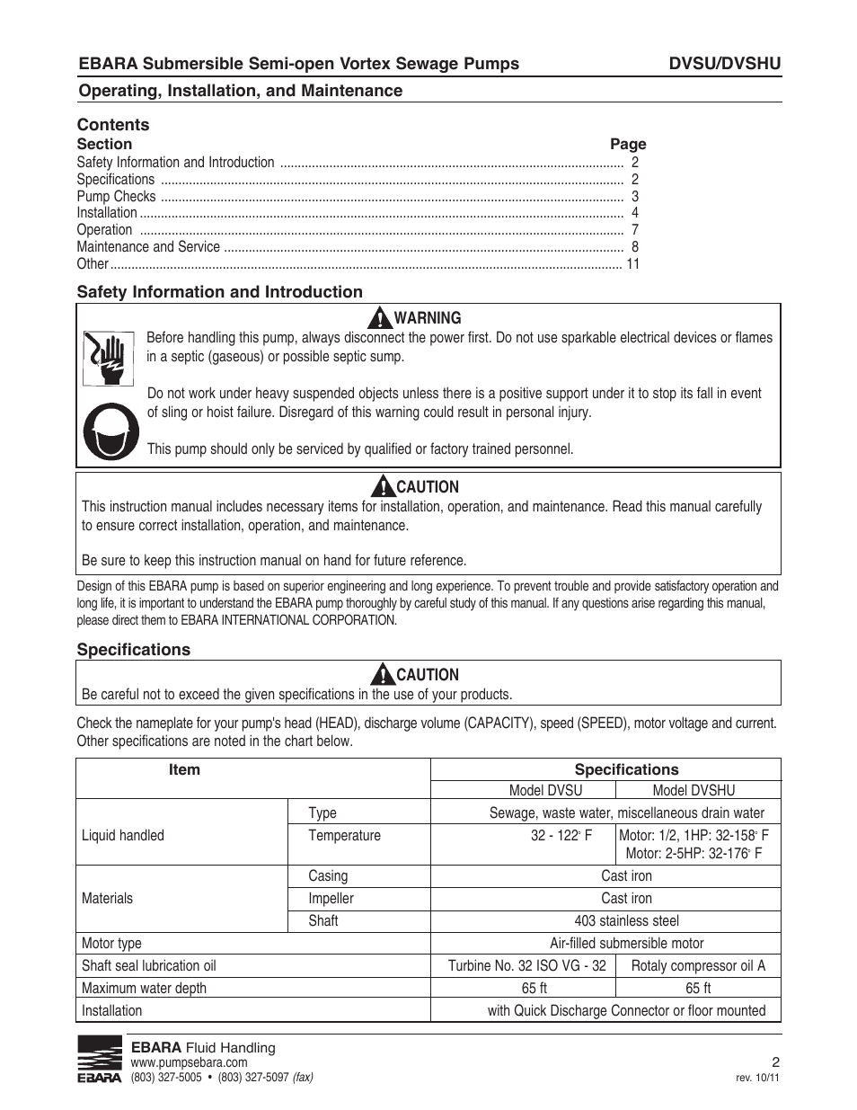 EBARA CVSU, CVSHU User Manual | Page 2 / 12