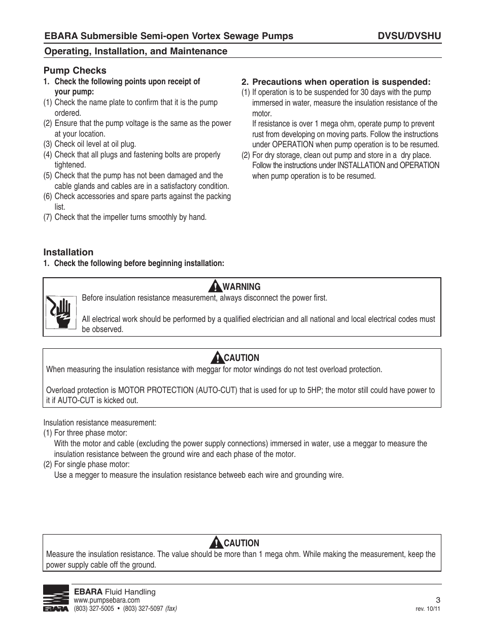 EBARA CVSU, CVSHU User Manual | Page 3 / 12