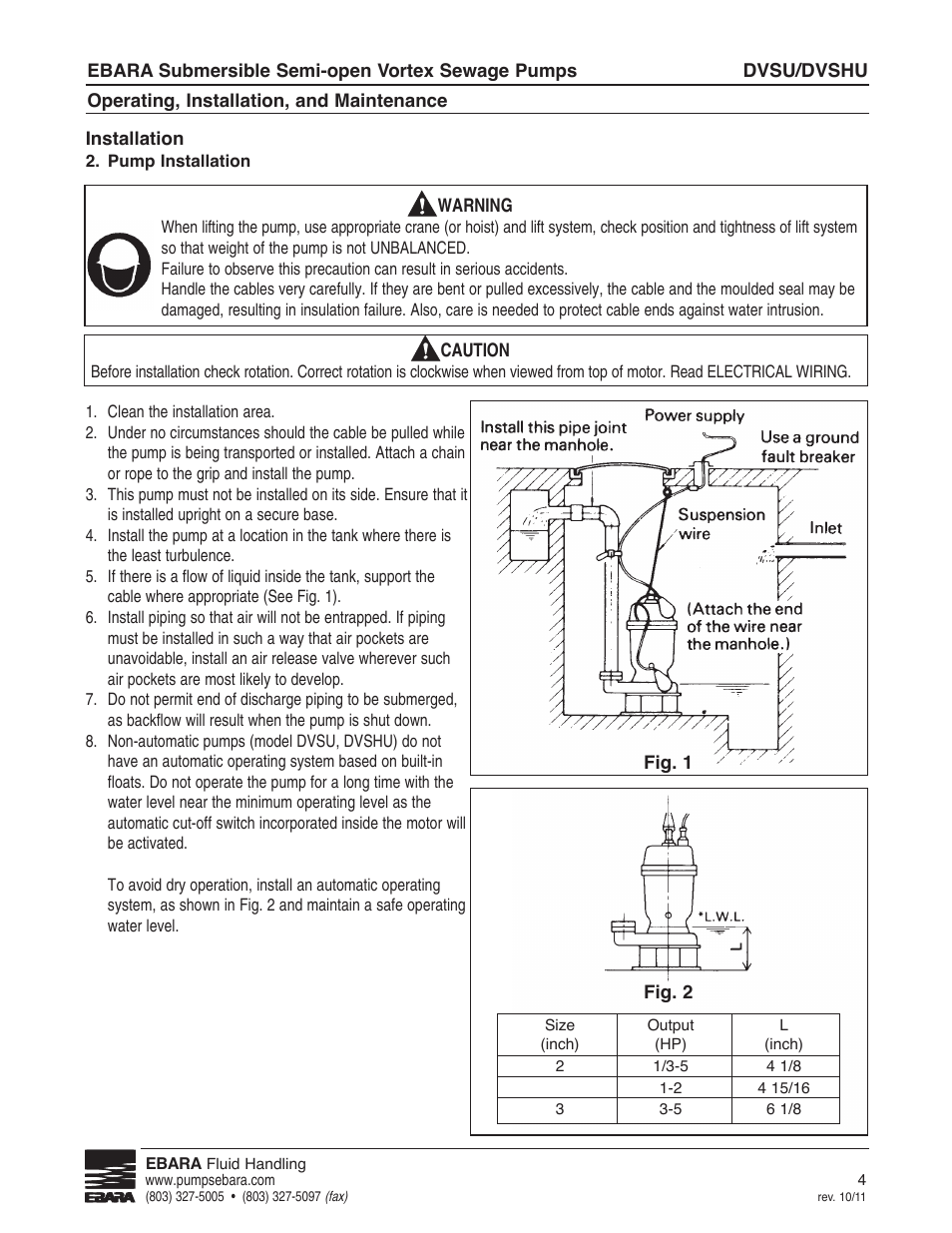 EBARA CVSU, CVSHU User Manual | Page 4 / 12