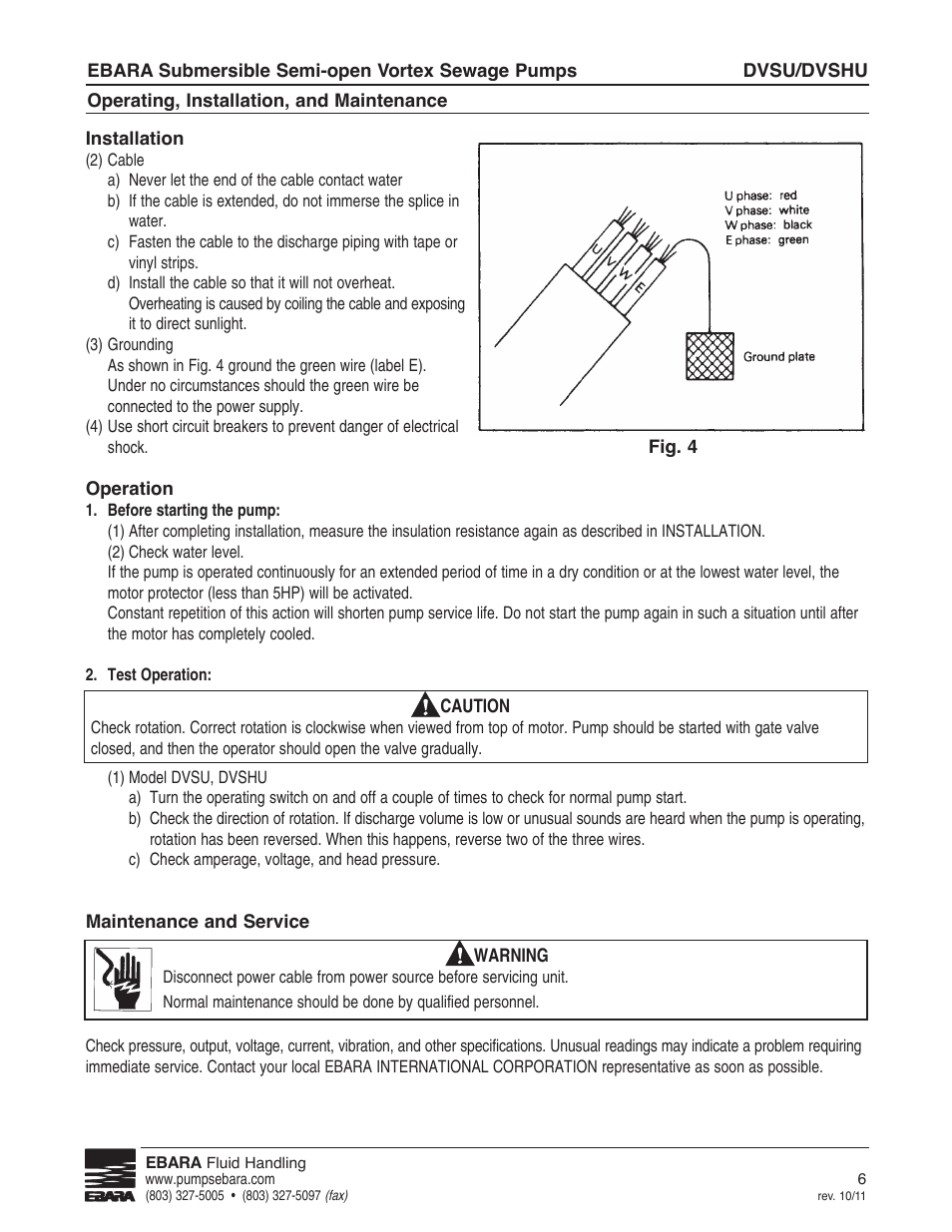 EBARA CVSU, CVSHU User Manual | Page 6 / 12