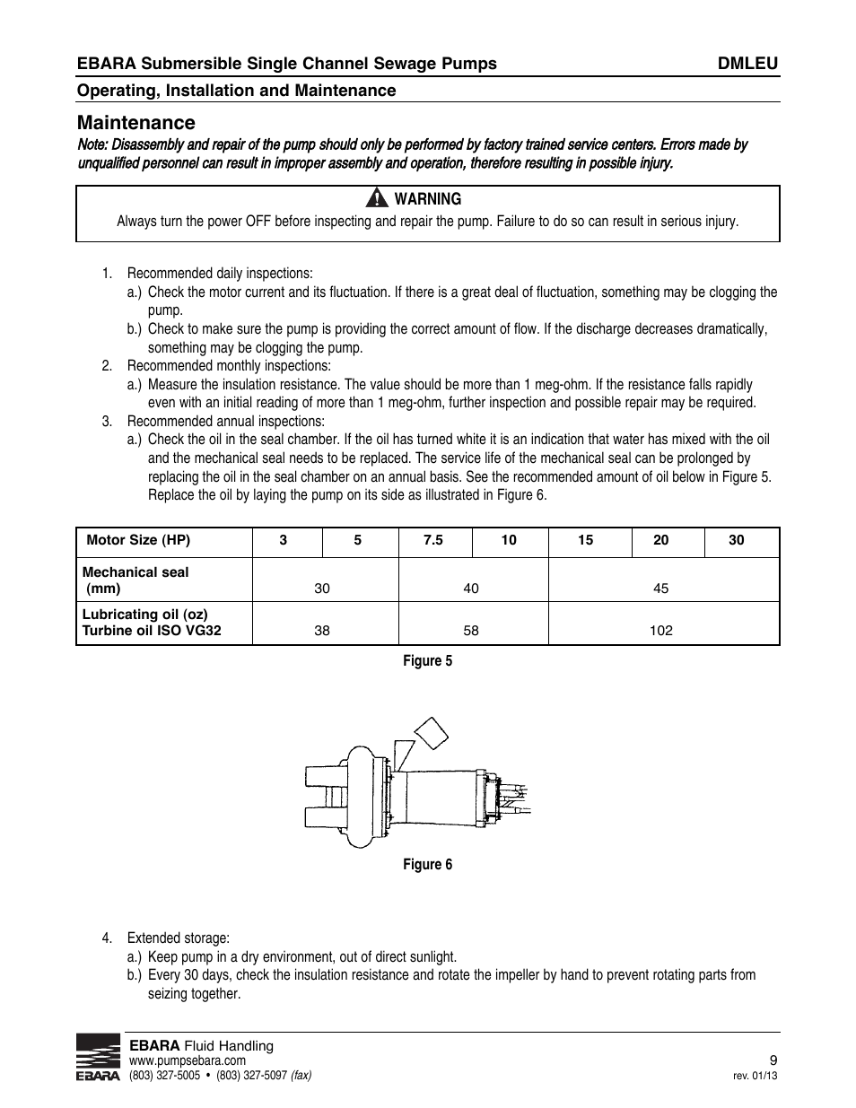 Maintenance | EBARA DMLEU User Manual | Page 9 / 17