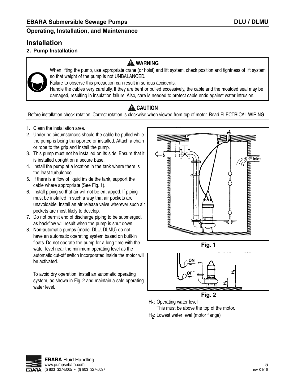 Installation | EBARA CLU User Manual | Page 5 / 16