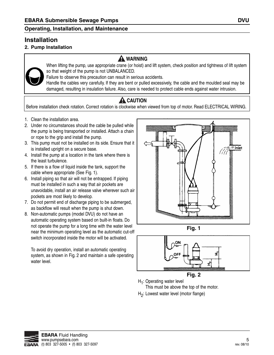 Installation | EBARA CVU User Manual | Page 5 / 16