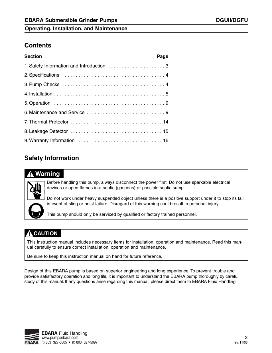 EBARA CGUII, CGFU User Manual | Page 2 / 16