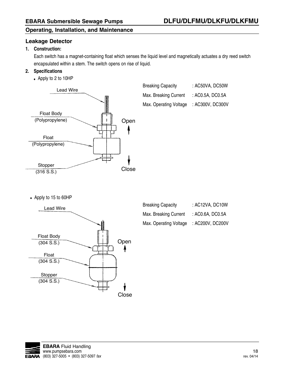 Dlfu/dlfmu/dlkfu/dlkfmu | EBARA DLKFMU User Manual | Page 18 / 20