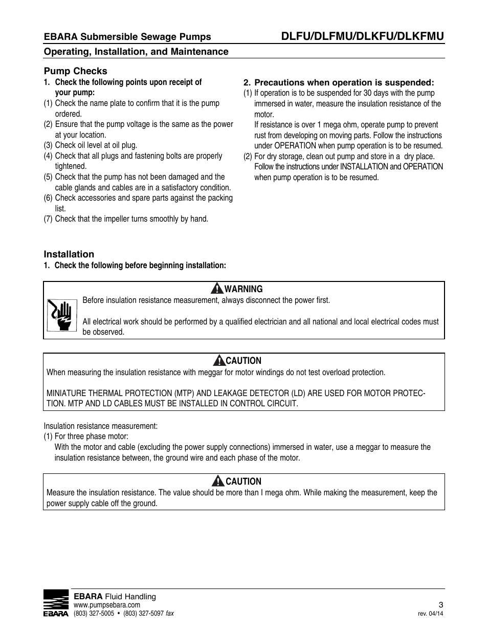 Dlfu/dlfmu/dlkfu/dlkfmu | EBARA DLKFMU User Manual | Page 3 / 20