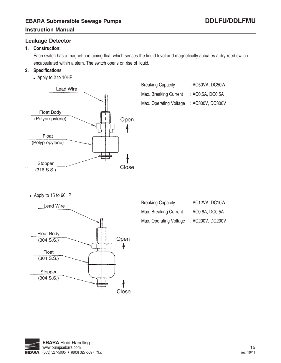 Ddlfu/ddlfmu | EBARA DDLFMU User Manual | Page 15 / 17