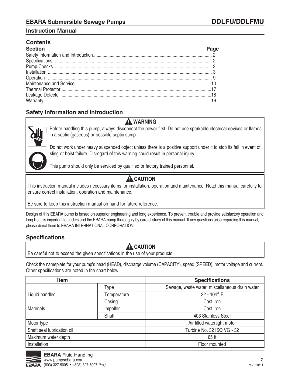 Ddlfu/ddlfmu | EBARA DDLFMU User Manual | Page 2 / 17