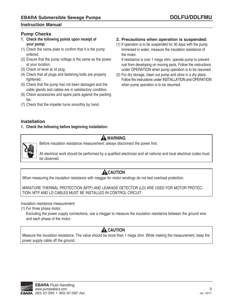 Ddlfu/ddlfmu | EBARA DDLFMU User Manual | Page 3 / 17