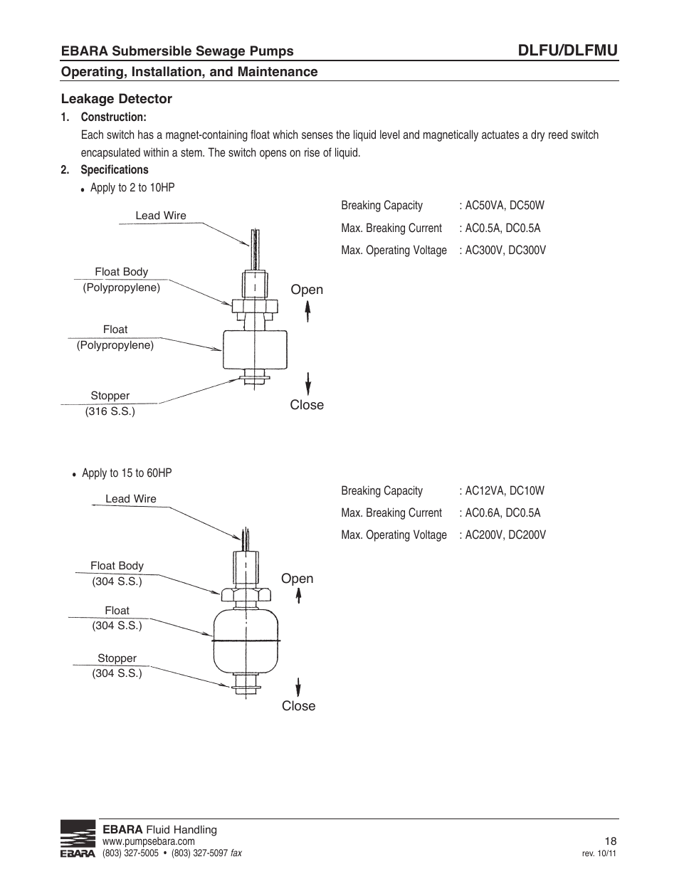 Dlfu/dlfmu | EBARA CFLU User Manual | Page 18 / 20