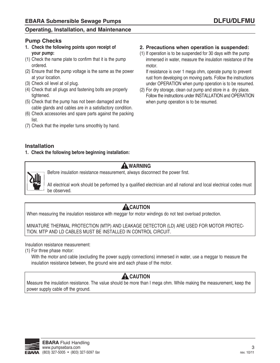 Dlfu/dlfmu | EBARA CFLU User Manual | Page 3 / 20