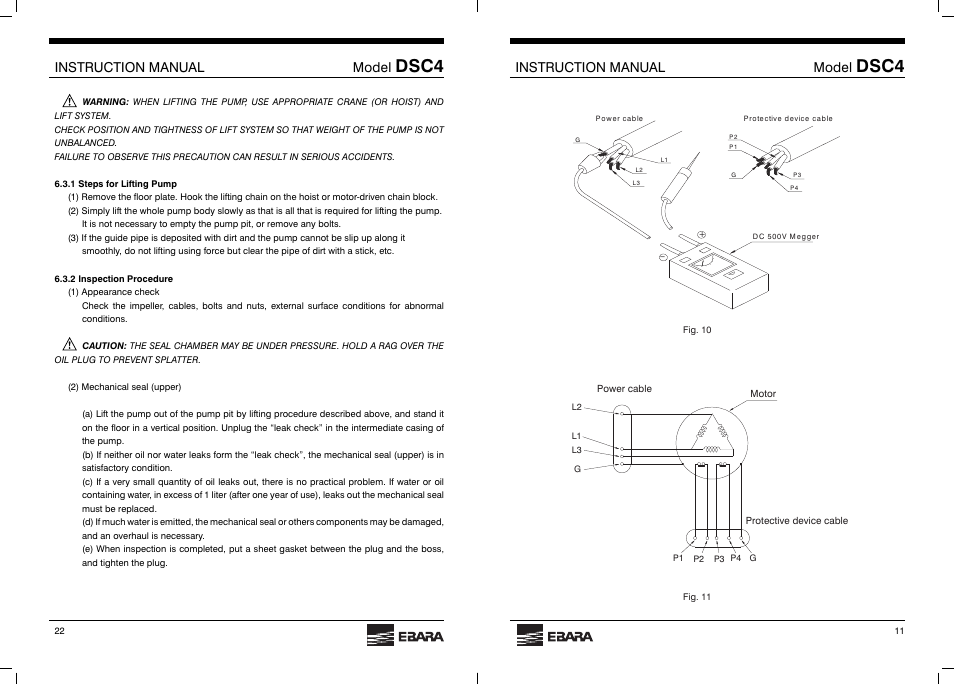 Dsc4, Instruction manual model | EBARA DSC4 User Manual | Page 11 / 16