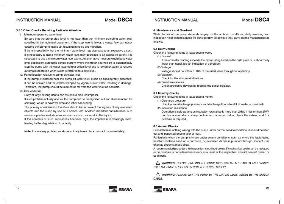 Dsc4 | EBARA DSC4 User Manual | Page 12 / 16