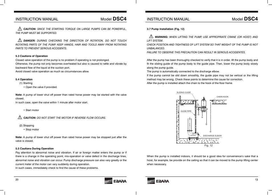 Dsc4, Instruction manual model | EBARA DSC4 User Manual | Page 13 / 16