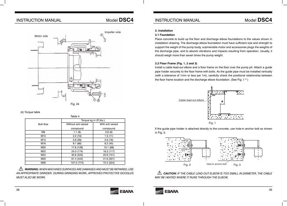 Dsc4, Instruction manual model | EBARA DSC4 User Manual | Page 5 / 16